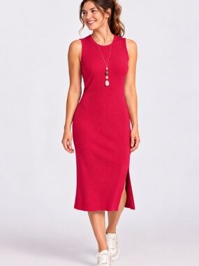 NEW Woolx Iris Ribbed Dress Ice Berry Pop Pink Merino Small NWT